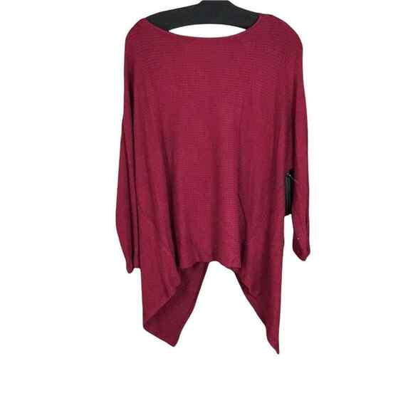 1 State Womens Blouse XS Red Twist Back Draped Hem Long Sleeve Stretch NWOT - Picture 1 of 9